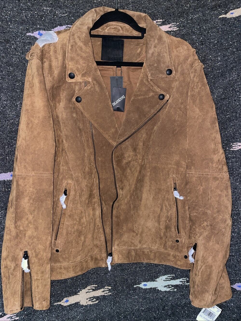 100% SUEDE BIKER JACKET - BLANKNYC Leather Extra Large Long Length NWT